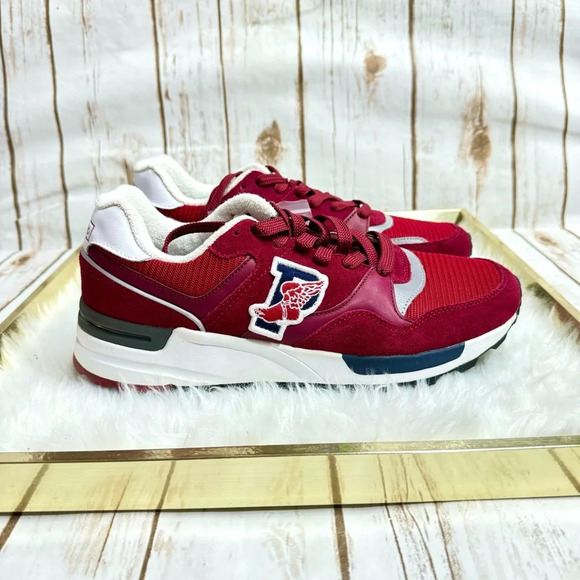Rare Polo Ralph Lauren Trackster 100 P-Wing Red Sneakers New - Picture 3 of 11